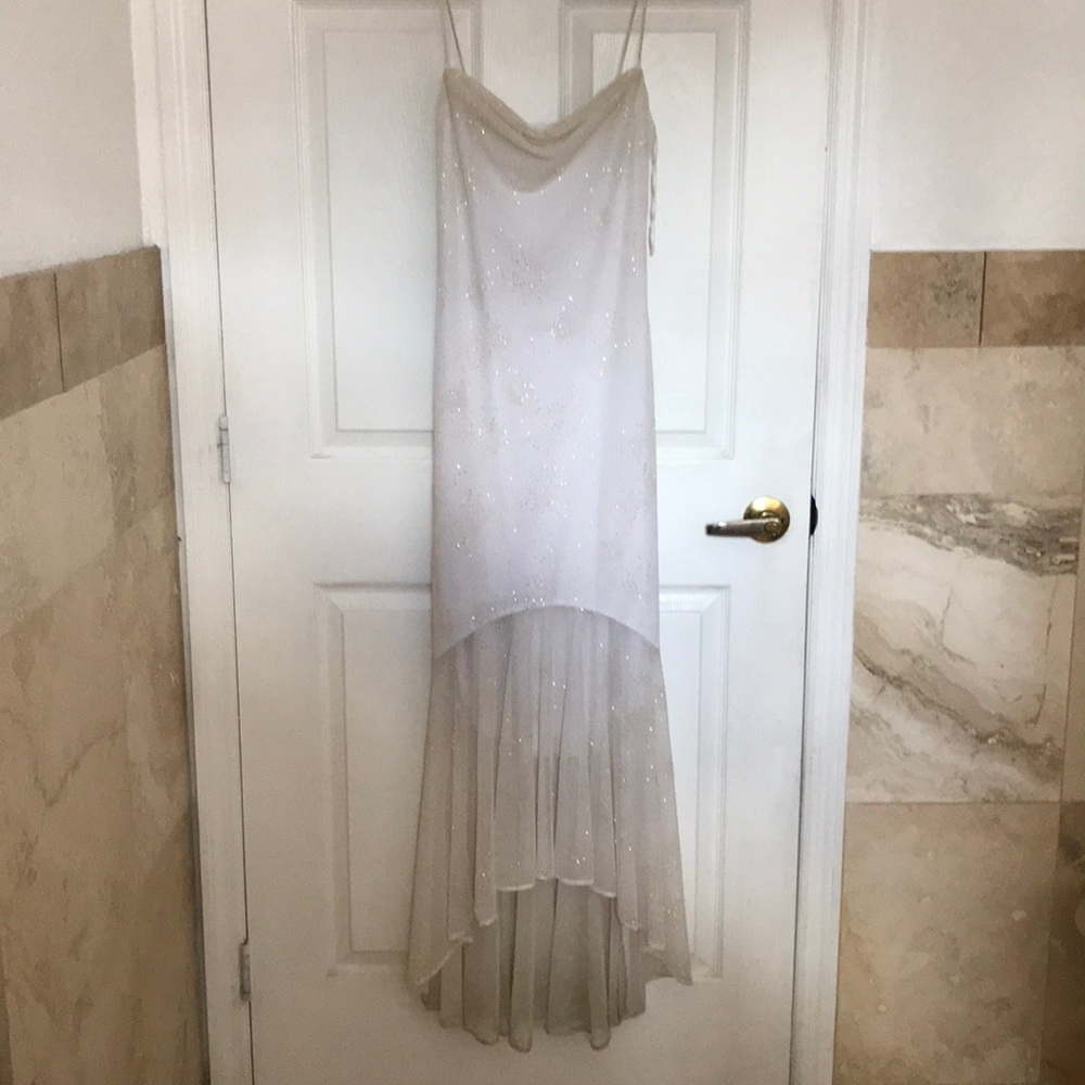 White glitter open back dress